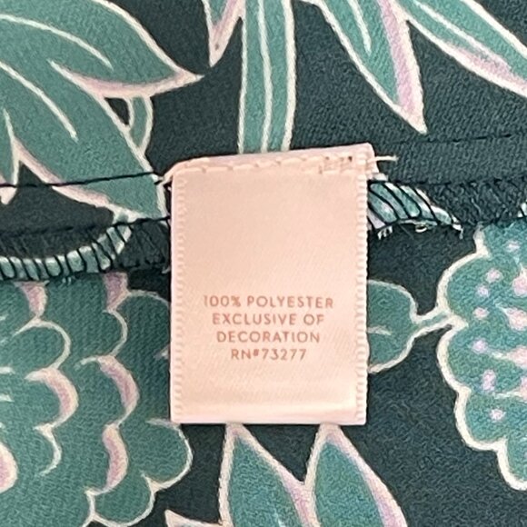 Lauren Conrad Blouse Top Medium Teal Blue Green Floral - Picture 8 of 9